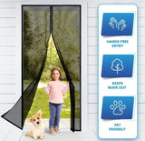 Hands-Free Retractable Magic Mesh Screen Door ( 40X75 inch) – Magnetic Closure, Easy Install, Keeps Bugs Out