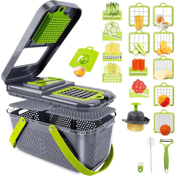 Kitchen Multifunctional Vegetable Cutter 22 Pcs Set | Household Food Chopper Set