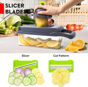 16-in-1 Multifunctional Vegetable Cutter & Slicer – Kitchen Tool with Interchangeable Blades