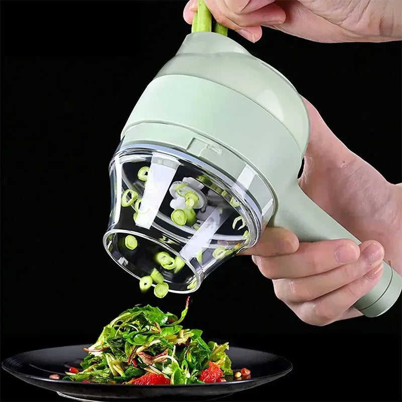 Rechargeable 4 In 1 Electric Vegetable Cutter With Multi-Function Slicer, Chopper, Grinder And Peeler (Random Color)
